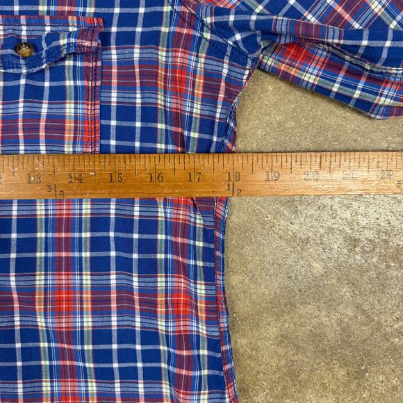 Abercrombie & Fitch Women’s Medium Y2K Plaid Button Up Shirt‎ Red Blue Cotton - Picture 8 of 10